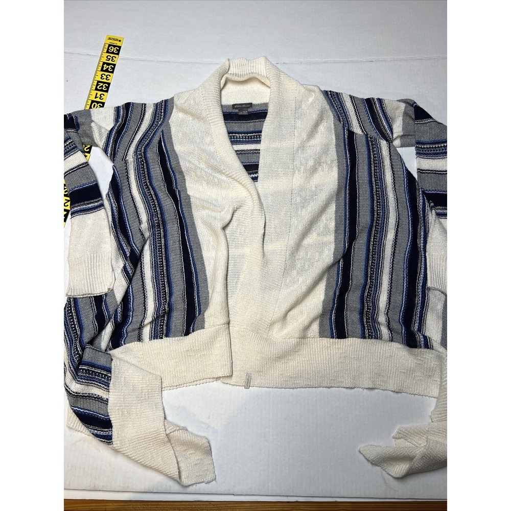Eddie Bauer Cardigan Sweater Long Sleeve White/Blue/Gray Women's SZ XS/S